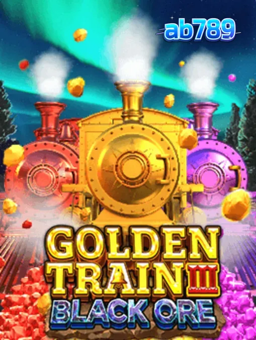 ภาพบรรยากาศเกมสล็อต Golden Train III: Black Ore ที่มีธีมเหมืองแร่และรถไฟ